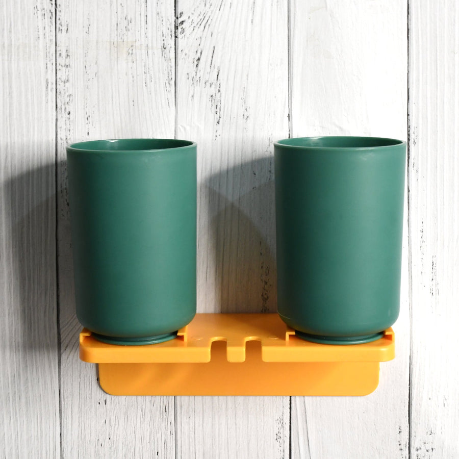 Wall Mount Toothbrush Holder – 2 Cups, Self-Adhesive | BrushedUp