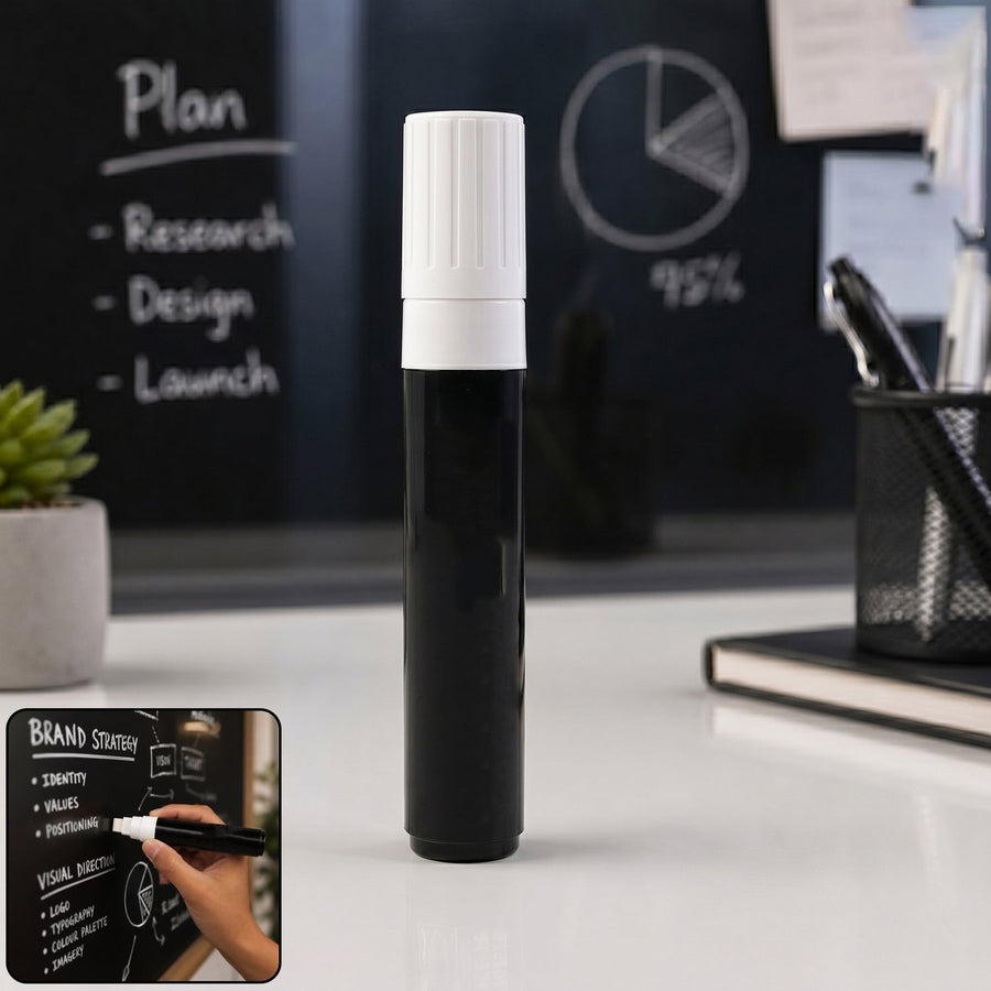 Black Chalk Marker Pen Ð Liquid Erasable for Chalkboard & Glass
