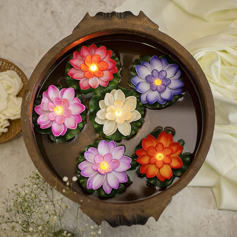 Smokeless LED Lotus Candles, Diwali (2 Pc): Indoor/Outdoor Décor