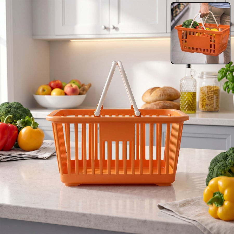 Plastic Storage Basket with Foldable Handles Ð Compact & Durable Organiser