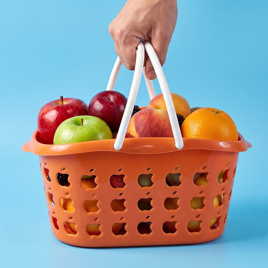 Plastic Storage Basket with Handle Ð Durable & Lightweight for Home & Shopping