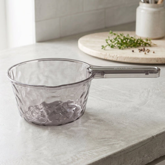 Transparent plastic water dipper scoop with handle for kitchen and bathroom use