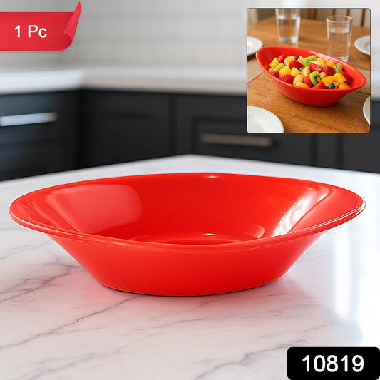 Deep oval Plastic Marin serving bowl in glossy red finish