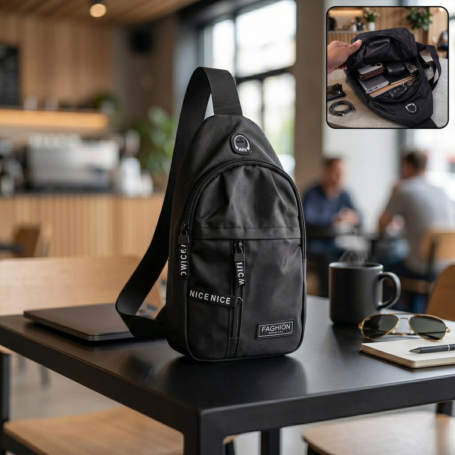 Waterproof USB Charging Sling Bag – Travel & Crossbody | FERVENT