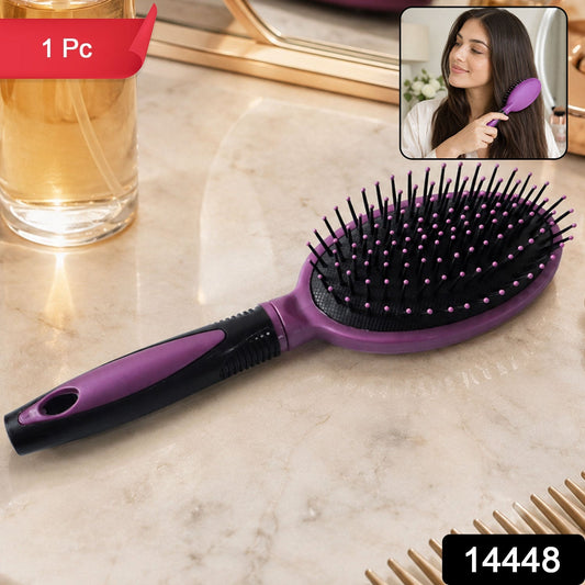Cushioned paddle hair brush with ball-tip bristles for gentle detangling