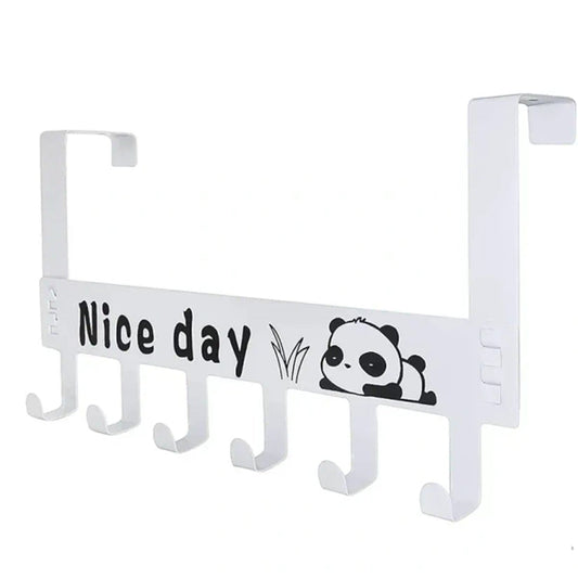 White over door hook hanger rack with 6 heavy-duty carbon steel hooks