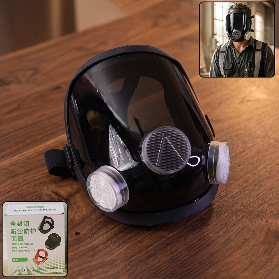 Full Face Safety Respirator Mask Ð Dual Filters & Clear Visor for Protection