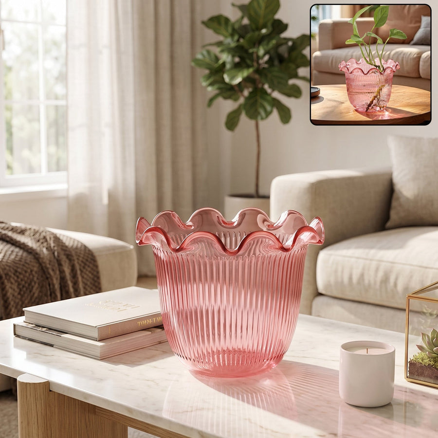 Decorative Ruffled Flower Pot Planter Vase Ð Versatile Home Decor