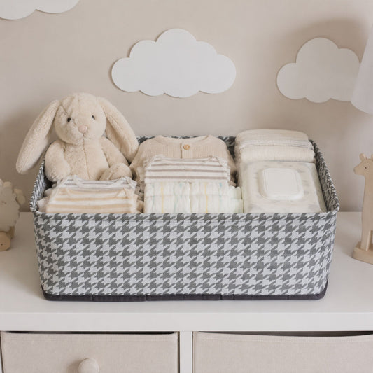 Foldable fabric cloth organizer basket with sturdy sides and handles