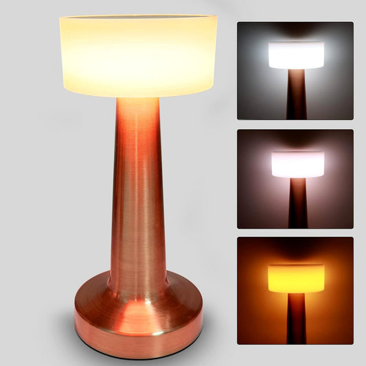 Elegant Touch Control LED Lamp in a modern cone design on a wooden desk.
