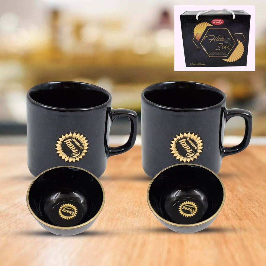 Ceramic Tea Cup Set – 4 Pcs with Serving Bowl | Serve Stellar