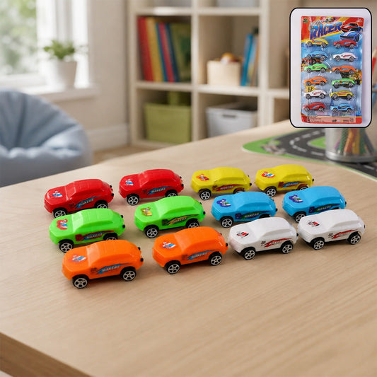 Colorful pull-back toy cars set of 12 for kids