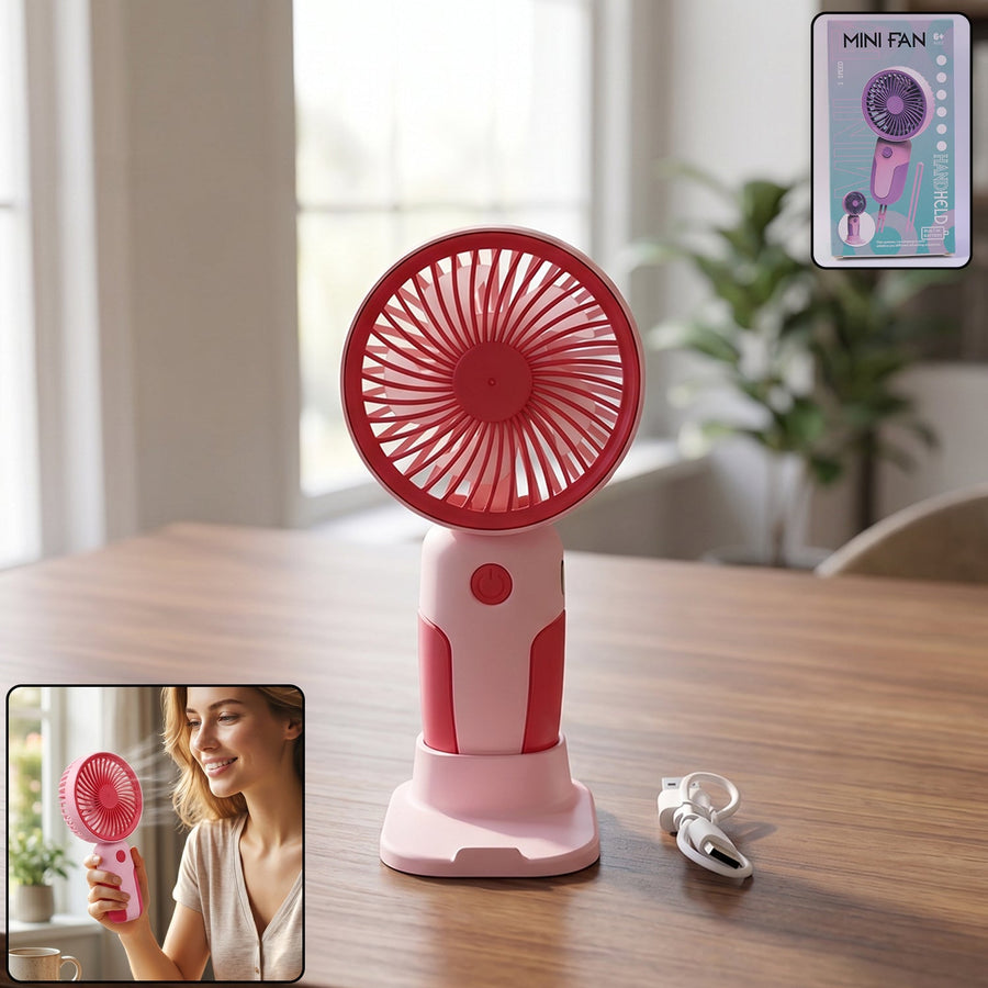 Mini Handheld Rechargeable USB Fan Ð Portable & Detachable Stand