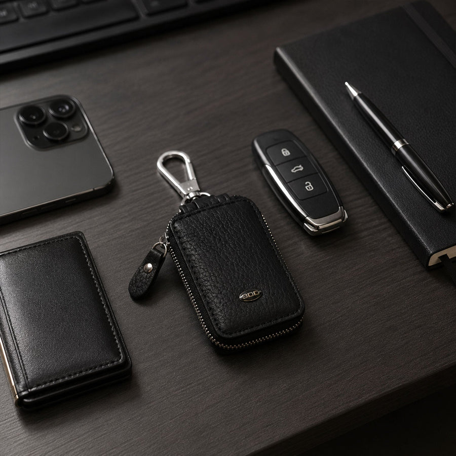 Car Key Case Ð Durable PU Leather with Zipper & Clip