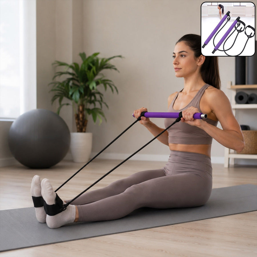 Pilates Bar with Resistance Bands Ð Full-Body Home Workout Kit