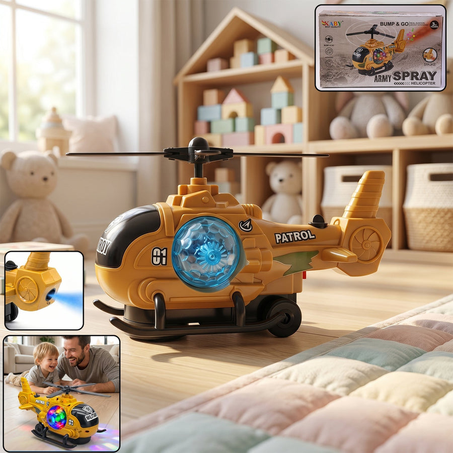 Military Spray Helicopter Toy Ð Lights, Music & Mist for Kids