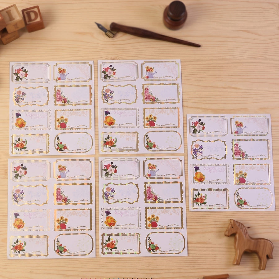 Gift Tag Stickers Ð Elegant Floral Gold Foil Labels for Gifting