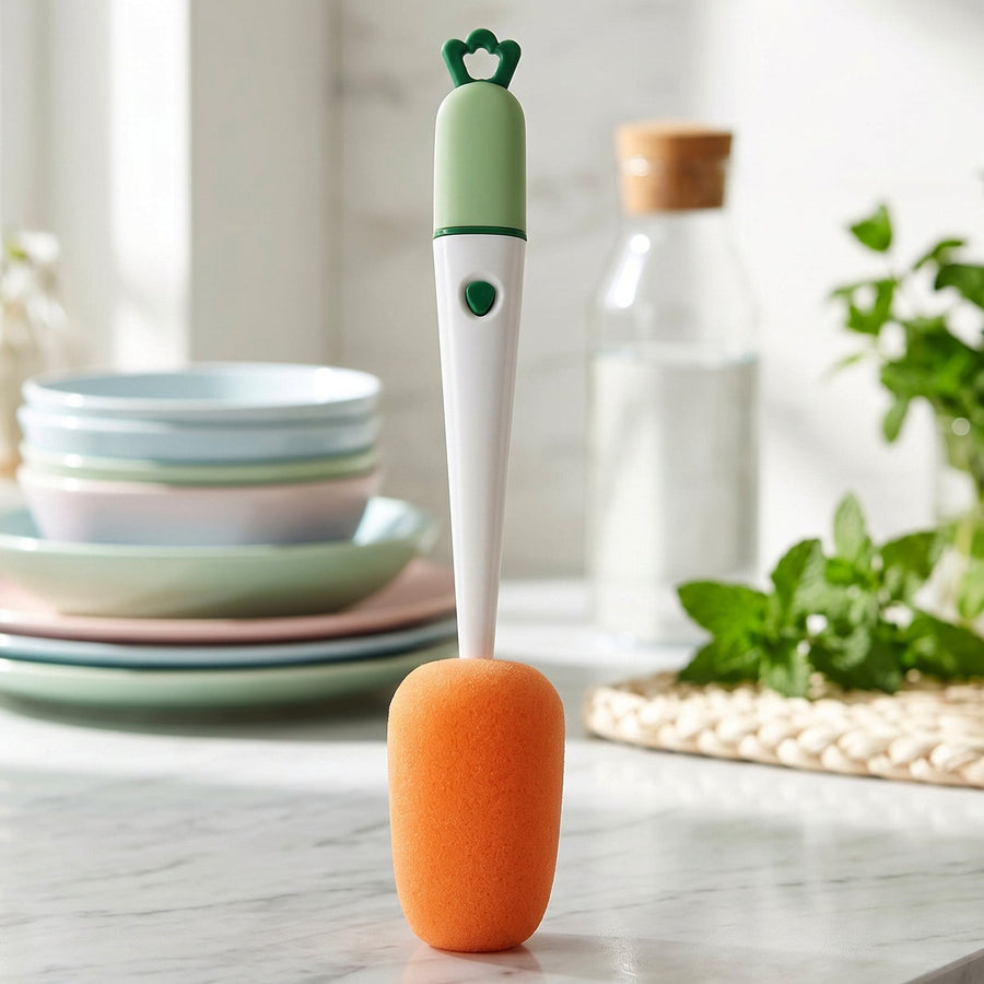 3 in 1 Carrot Bottle Cleaning Brush Ð Multipurpose Water Bottle Scrubber