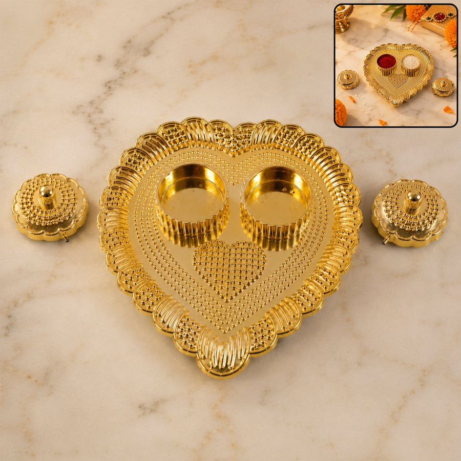 Heart Shaped Kumkum Holder Ð Elegant Puja Decor for Daily & Festive Rituals