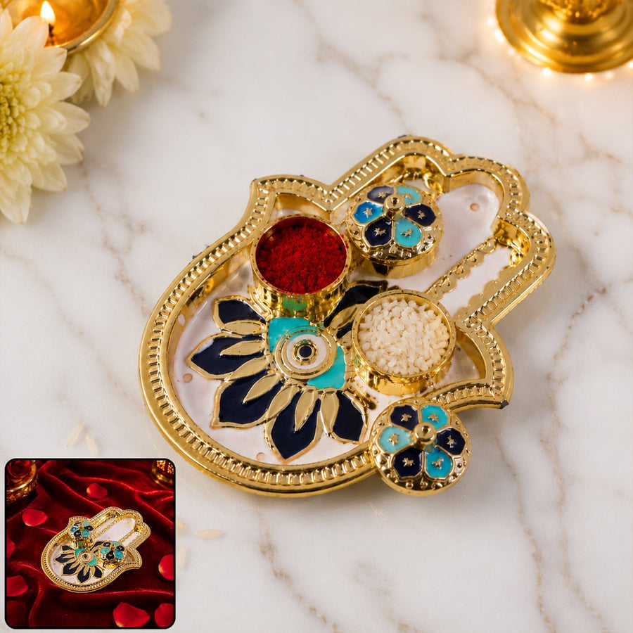 Hand Shaped Kankavati Ð Elegant Puja Storage with Enamel Work
