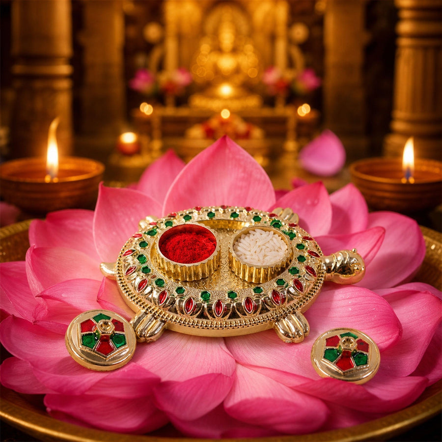 Kumkum Holder Ð Tortoise Shape for Puja & Rituals with Twin Compartments