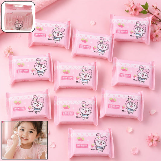Cartoon printed kids disposable wet wipes for gentle cleaning