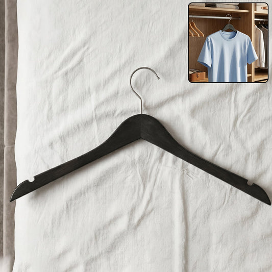 Premium cloth hanger with metal hook, supports shirts and coats