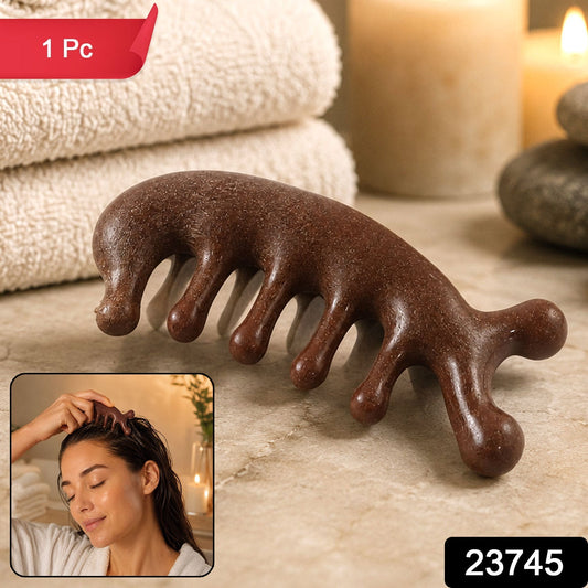 Ergonomic wooden scalp massager comb for relaxation and hair care