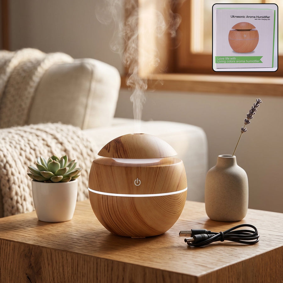 Ultrasonic Aroma Diffuser Ð Compact 200ml with Color LED Light