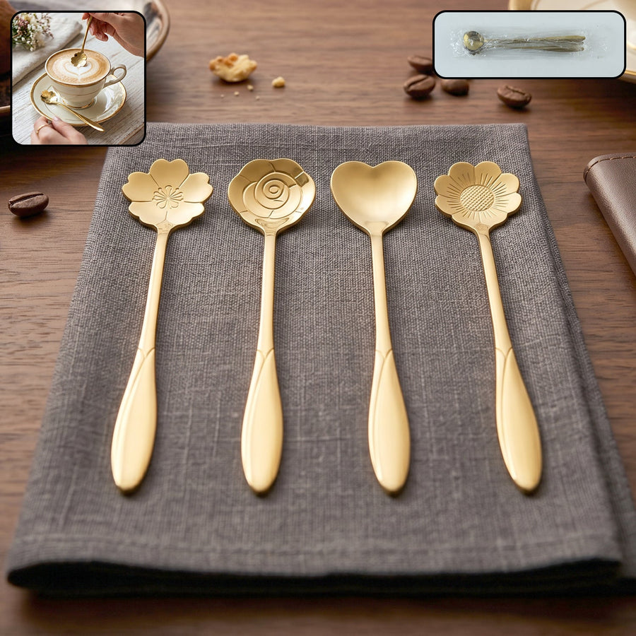 Mini Golden Serving Spoon Set Ð Elegant Stainless Steel Design