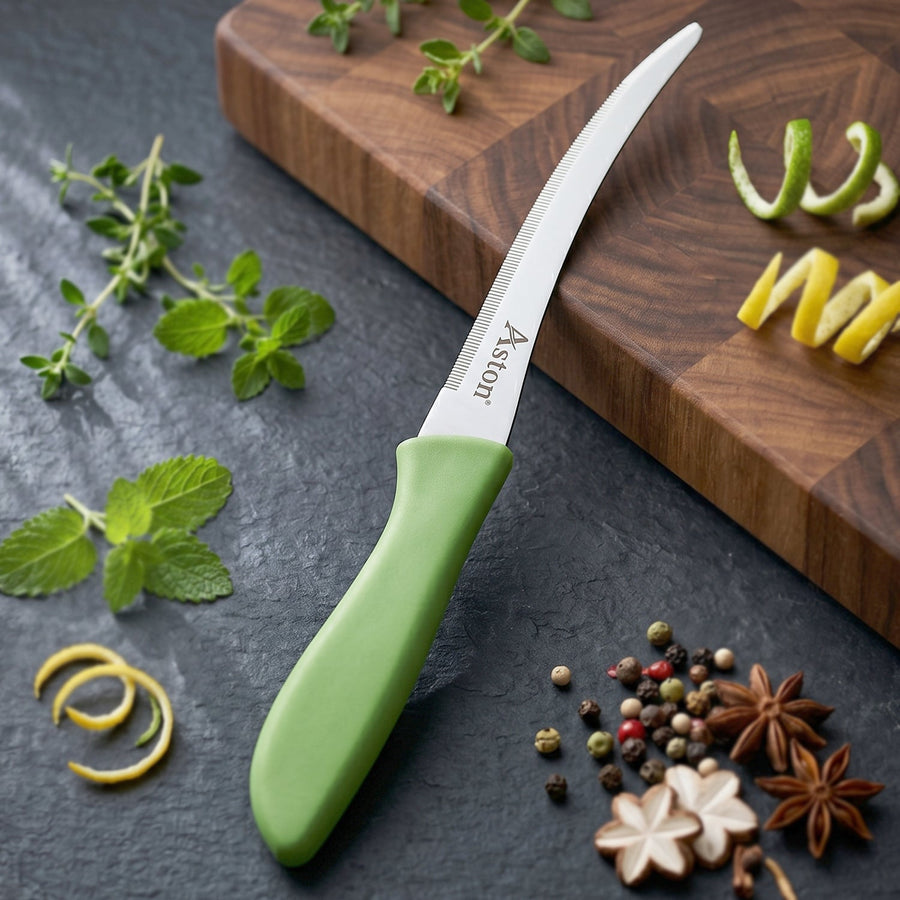 Kitchen Utility Knife Ð Sharp, Curved Serrated Blade for Precise Cutting
