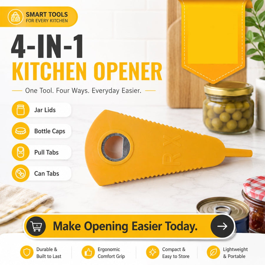 Stainless Steel Multipurpose Bottle & Can Opener Ð Easy-Grip Design