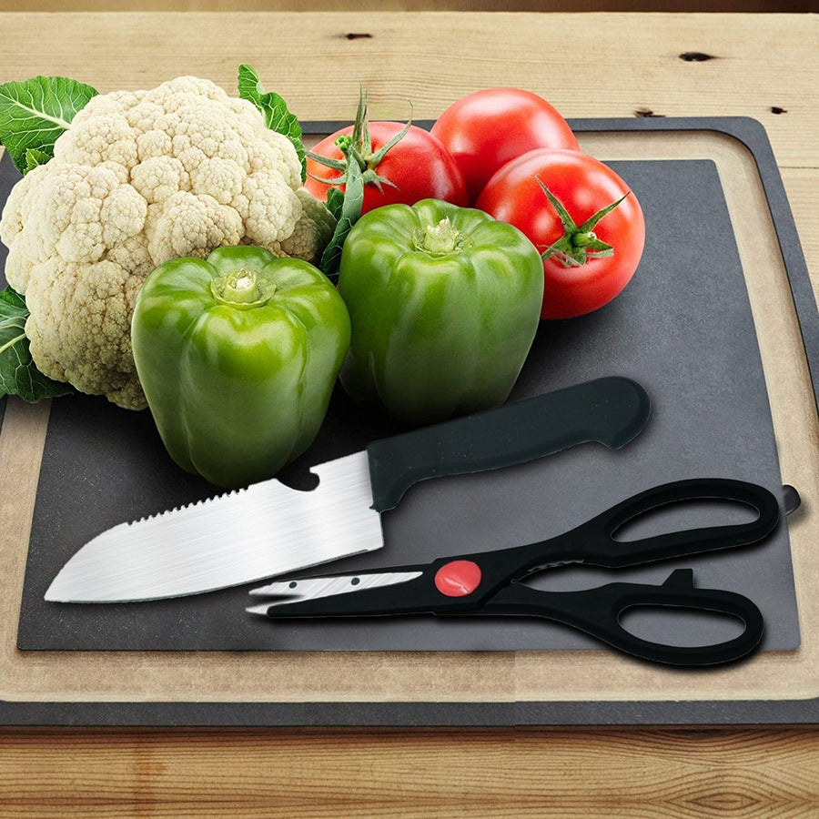 Stainless Kitchen Tool Set – Butcher Knife, Standard Knife, Peeler & Scissor (4 Pcs)