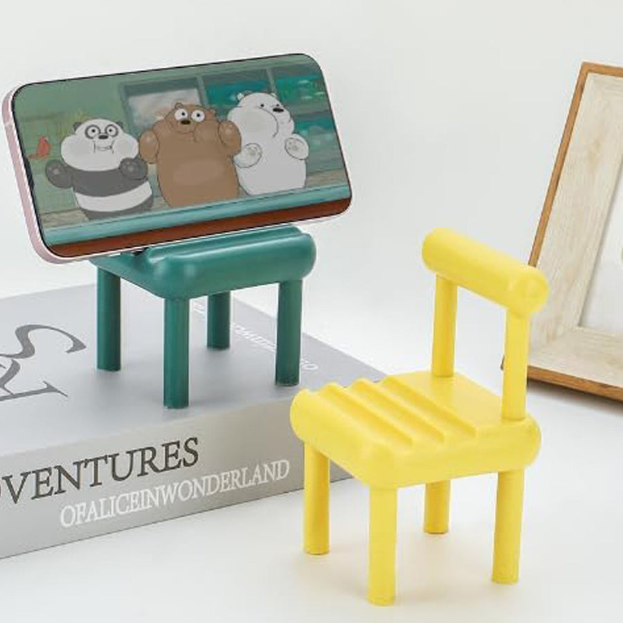 Mini Chair Phone Stand – Portable Wooden Desktop Holder | PHOBIA