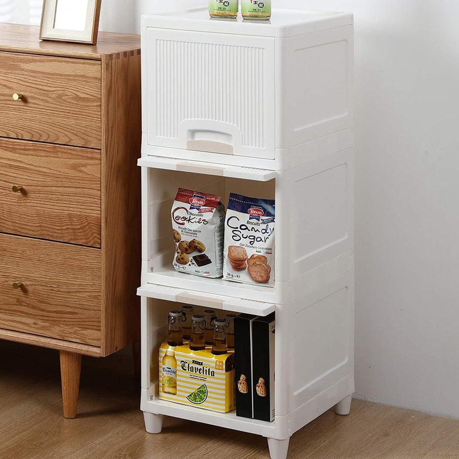 Plastic Storage Cabinet – 3-Layer Foldable Organizer | Organivo