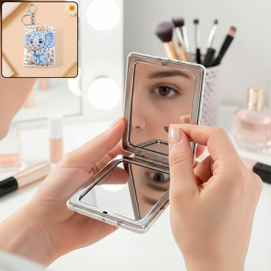 Foldable Mirror Keychain – Compact, Cute Elephant Design