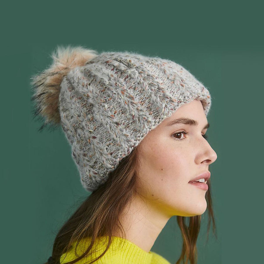 Mix Design Winter cap for Women Warm Thick Cotton Lining Skull Cap