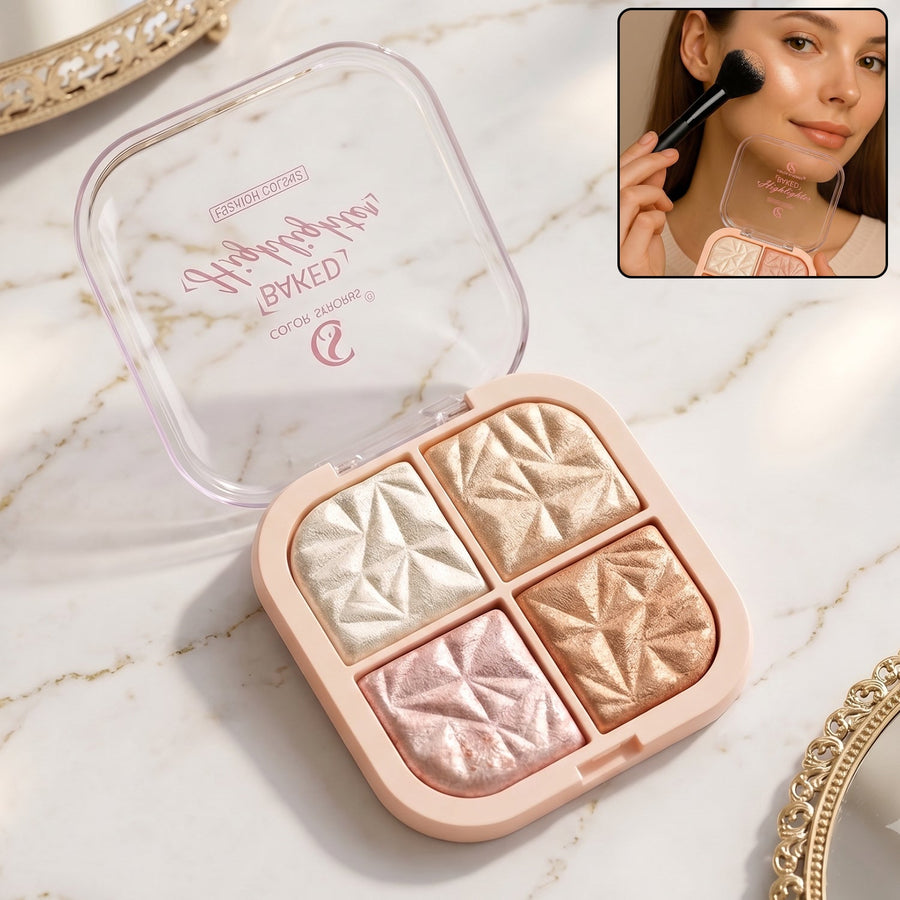 4 in 1 Baked Highlighter and Blusher Palette Ð Radiant Dewy Glow