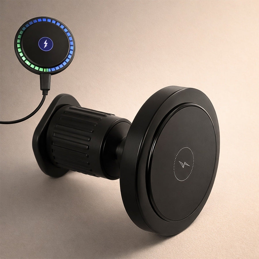 Magnetic Car Charger – Wireless Phone Mount with RGB Lights | Phonixio