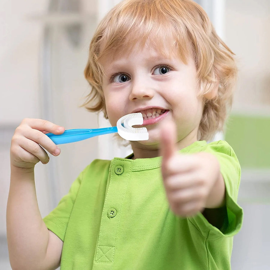 U-Shaped Kids Toothbrush (2–6 Years) with Ultra-Soft Food-Grade Silicone Head