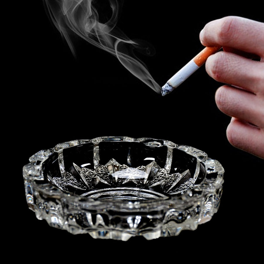 Crystal Glass Ashtray – Round Cigar & Cigarette | Styleva