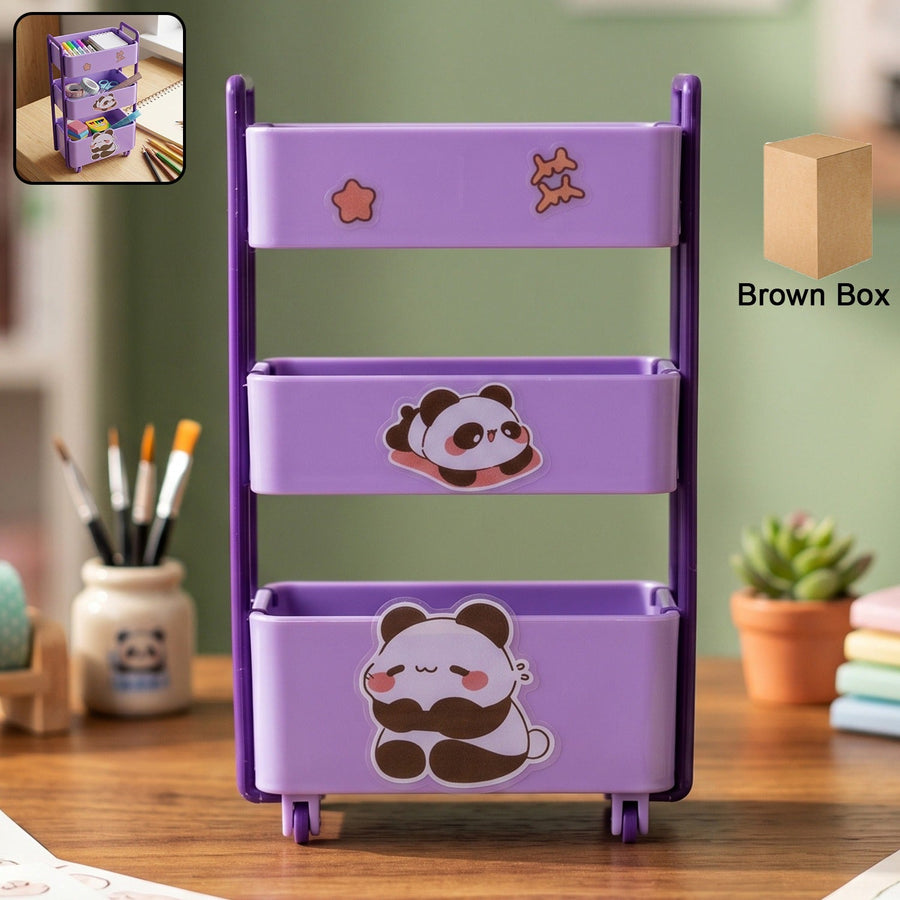 Mini Storage Trolley Ð 3-Tier Desk Organizer with Wheels for Kids and Office