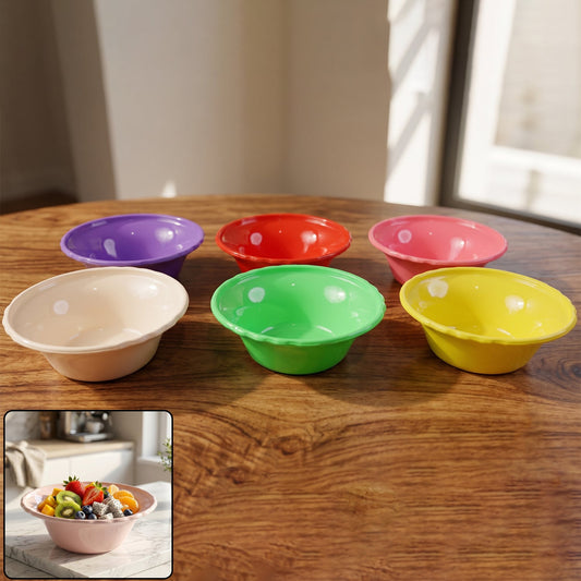 Bright multicolour plastic serving bowl set for family dining