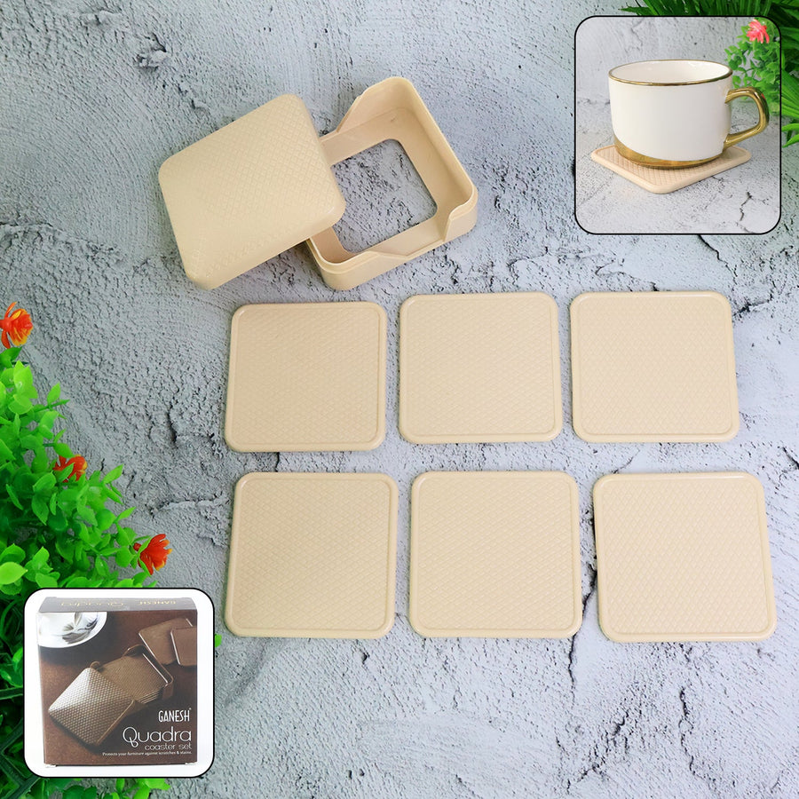 Ganesh Square Coasters Set – Heat-Resistant with Storage Box