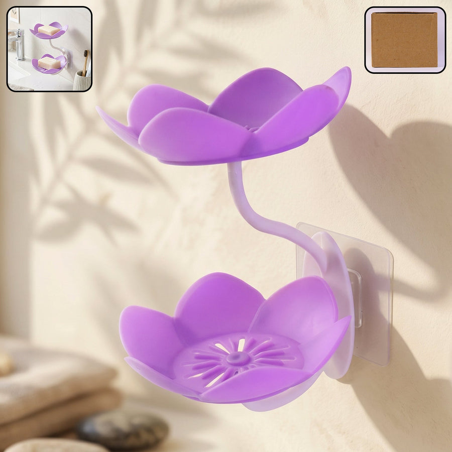 Flower Shape Double Layer Soap Dish Ð Wall Mount, No Drilling
