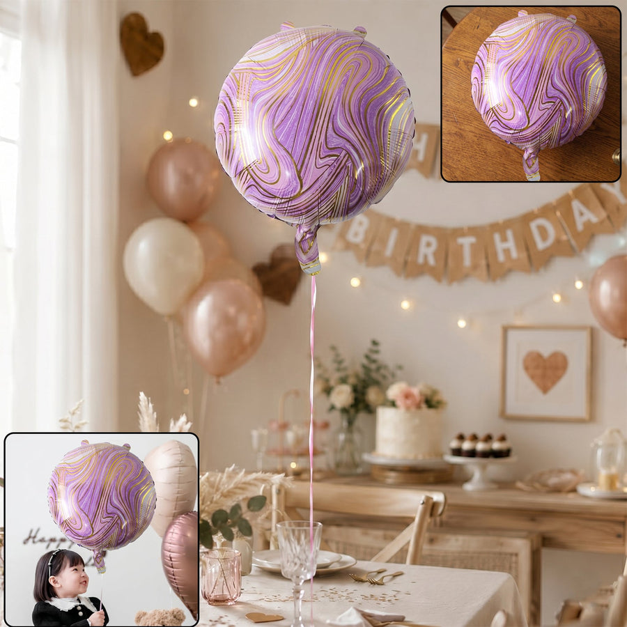 Round Marble Foil Balloon Ð Bright Party Decoration 15cm