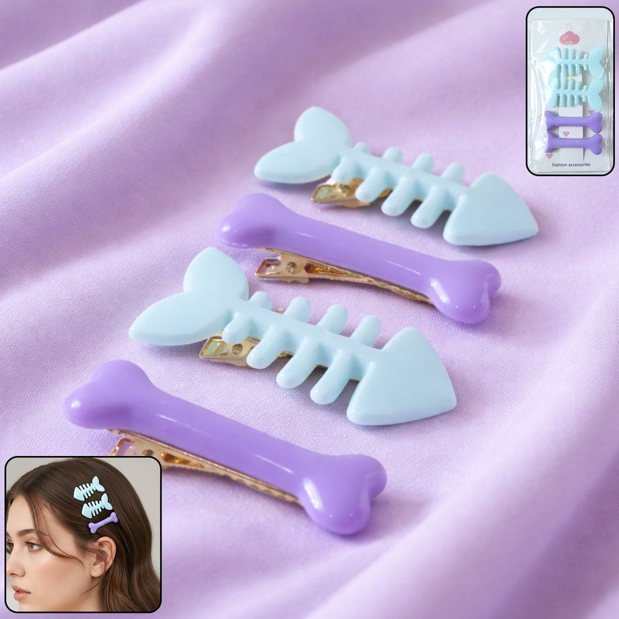 Fishbone Hair Clip Set – Cute & Strong Grip Pack of 4
