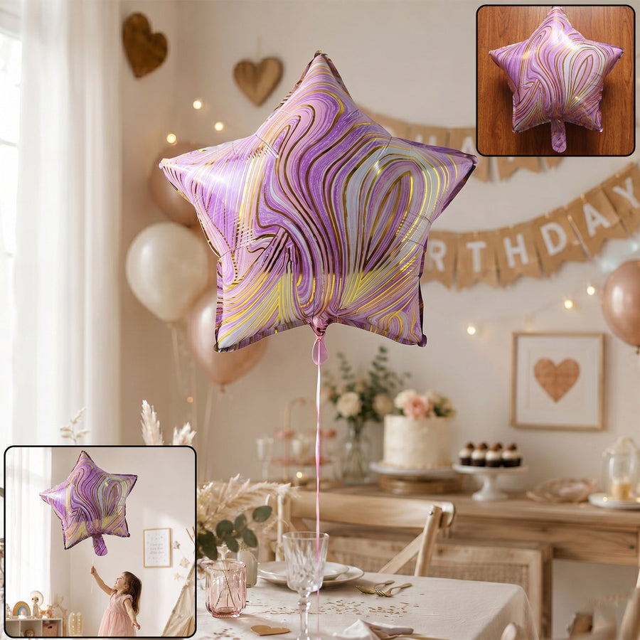 Star Marble Foil Balloon Ð Bright Party Decor for Celebrations