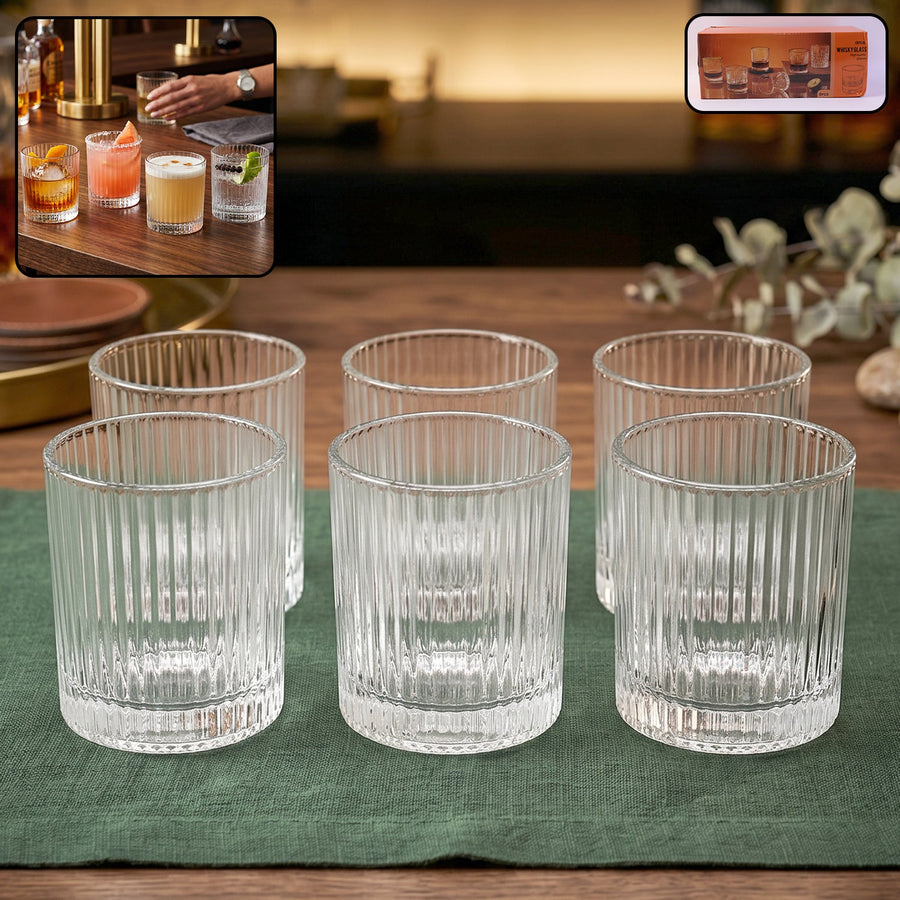Crystal Glass Tumbler Set Ð Elegant Ribbed Design for Every Occasion
