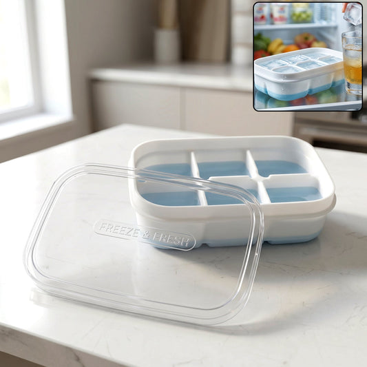 Mini plastic ice cube tray with 6 cavities and airtight lid